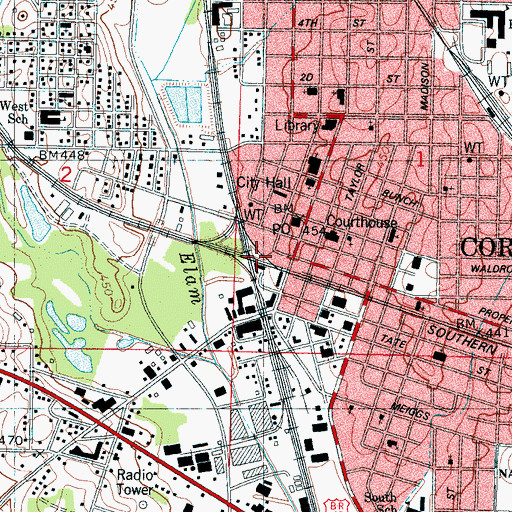 Topographic Map of Corinth, MS