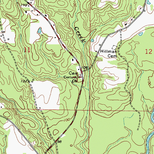 Topographic Map of Corinth Church, MS