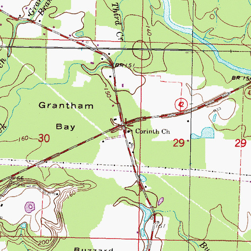 Topographic Map of Corinth Church, MS