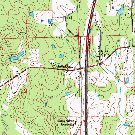Topographic Map of Corinth Church, MS