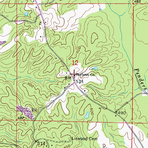 Topographic Map of Corinth Church, MS