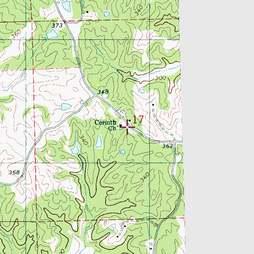 Topographic Map of Corinth Baptist Church, MS