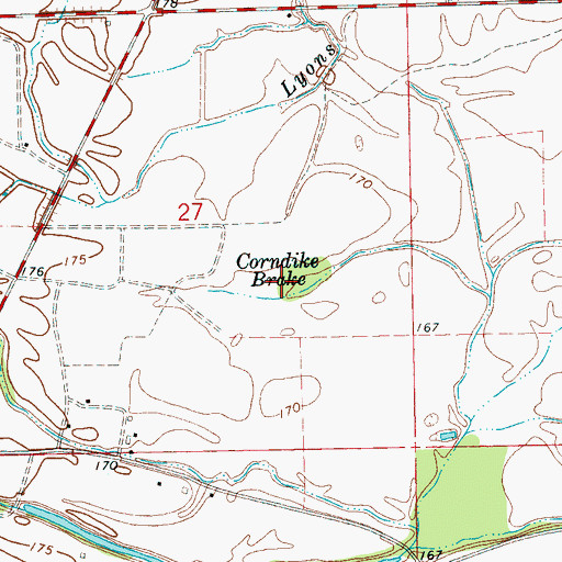 Topographic Map of Corndike Brake, MS
