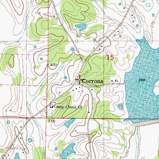 Topographic Map of Corrona, MS