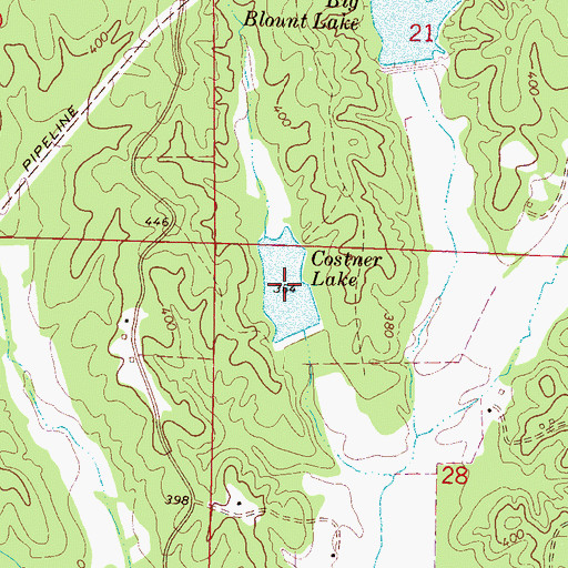 Topographic Map of Costner Lake, MS