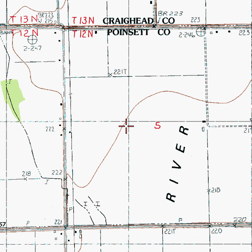 Topographic Map of Old River Island, AR