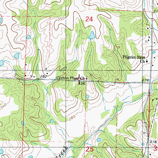Topographic Map of Cotton Plant Church, MS