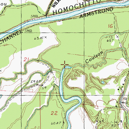 Topographic Map of Coulson Bayou, MS