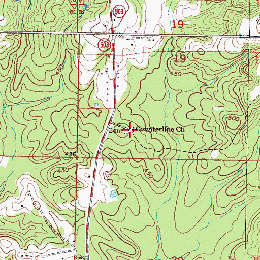 Topographic Map of Counterline Church, MS