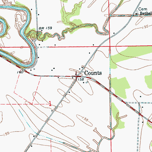 Topographic Map of Counts, MS