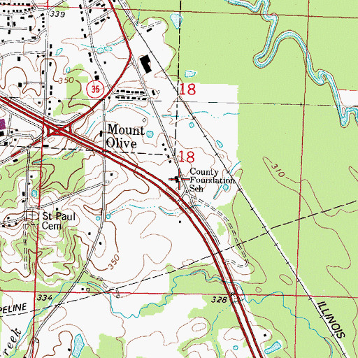 Topographic Map of County Foundation School, MS