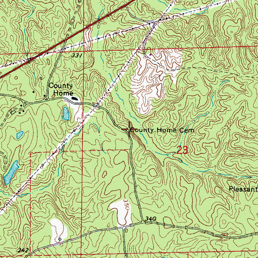 Topographic Map of County Home Cemetery, MS