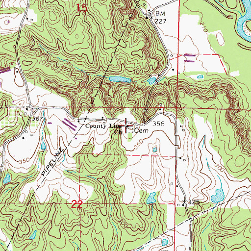Topographic Map of County Line Church, MS