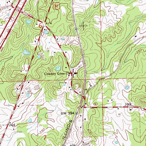 Topographic Map of County Line Baptist Church, MS