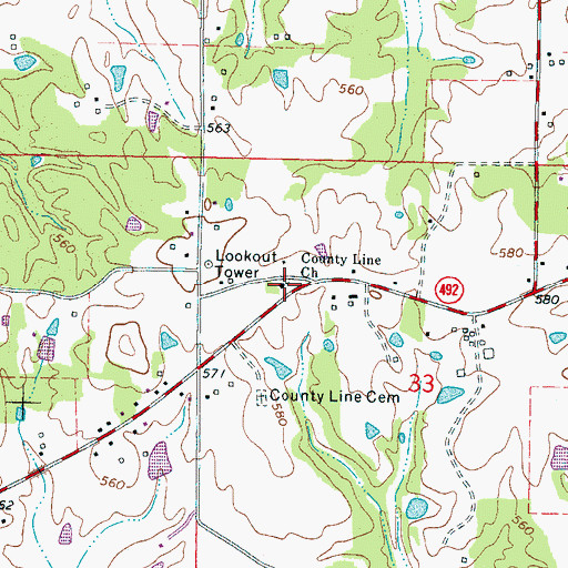 Topographic Map of County Line Church, MS