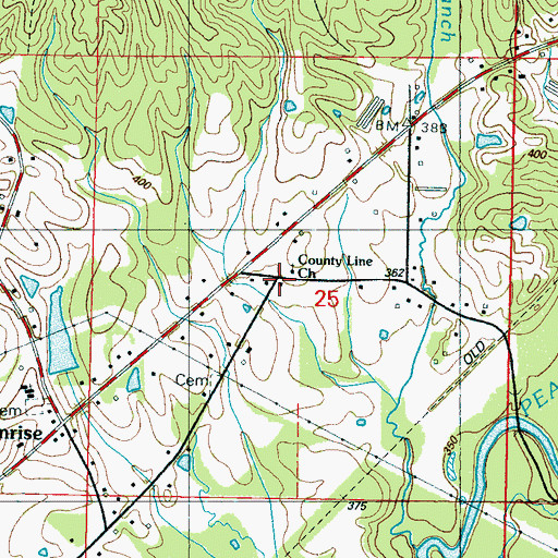 Topographic Map of County Line Church, MS