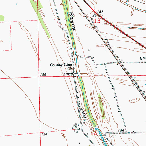 Topographic Map of County Line Church, MS