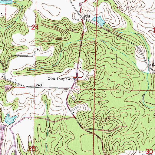 Topographic Map of Courtney Cemetery, MS