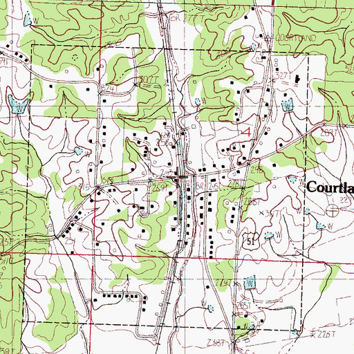 Topographic Map of Courtland, MS