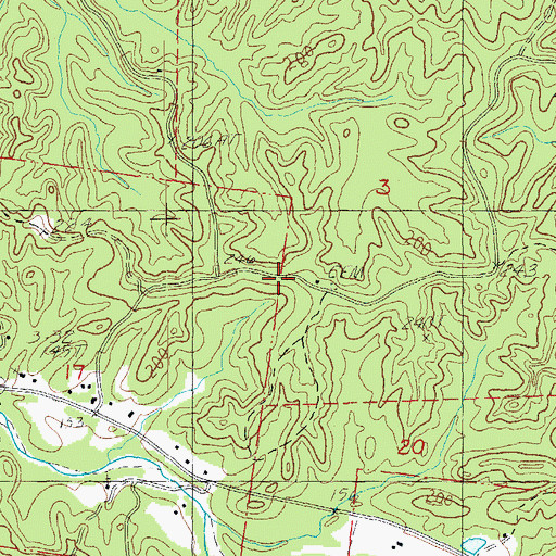 Topographic Map of Courtney Cemetery, MS