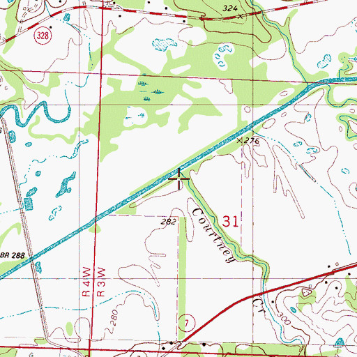 Topographic Map of Courtney Creek, MS