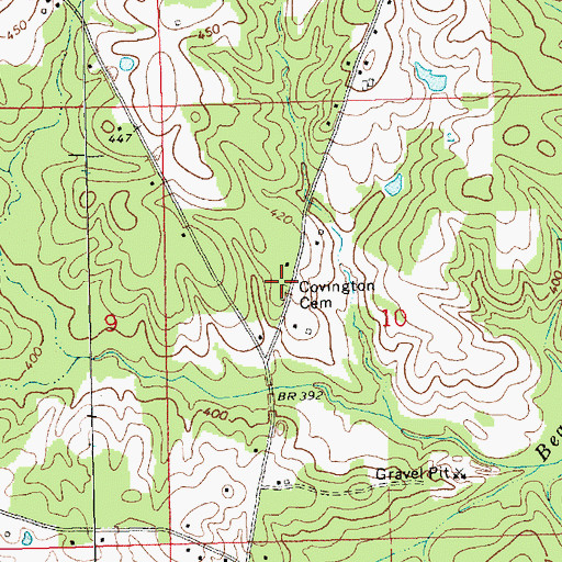 Topographic Map of Covington Cemetery, MS