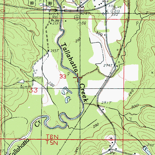 Topographic Map of Cow Creek, MS