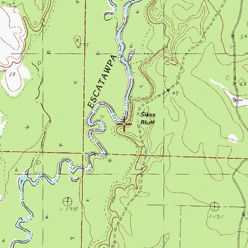 Topographic Map of Sikes Bluff, MS