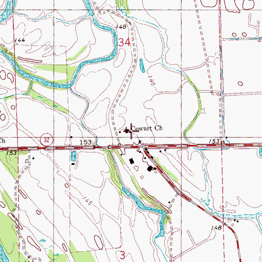 Topographic Map of Cowart Church, MS