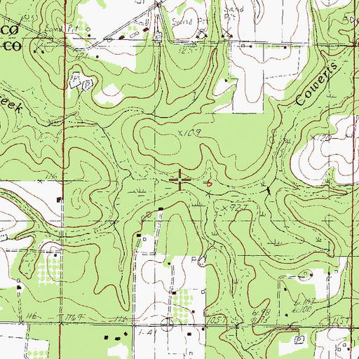 Topographic Map of Cowerts Branch, MS