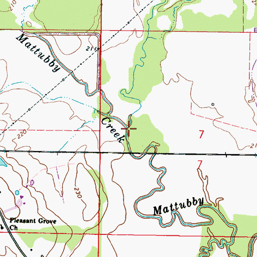 Topographic Map of Cowpen Creek, MS