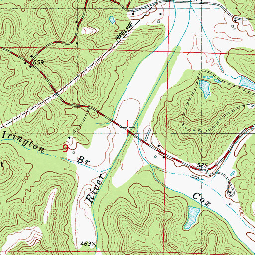 Topographic Map of Cox Branch, MS