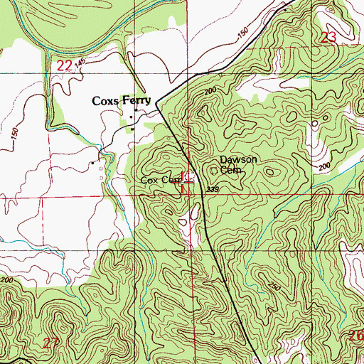 Topographic Map of Cox Cemetery, MS