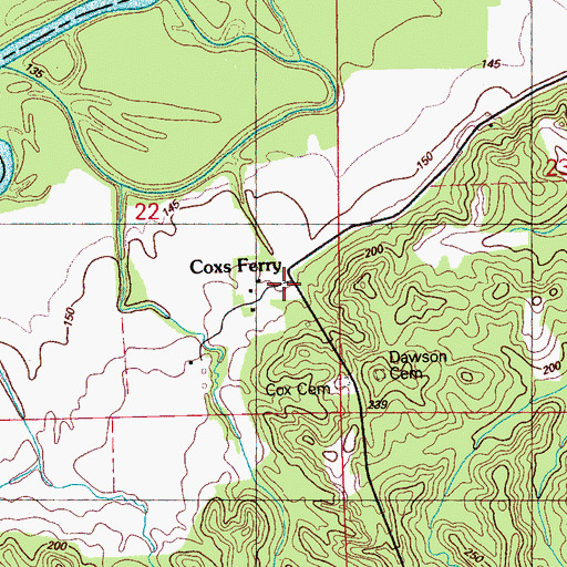 Topographic Map of Coxs Ferry, MS