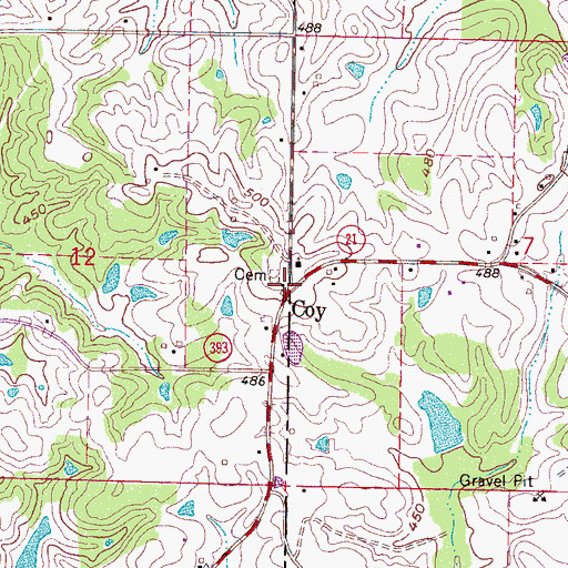 Topographic Map of Coy, MS