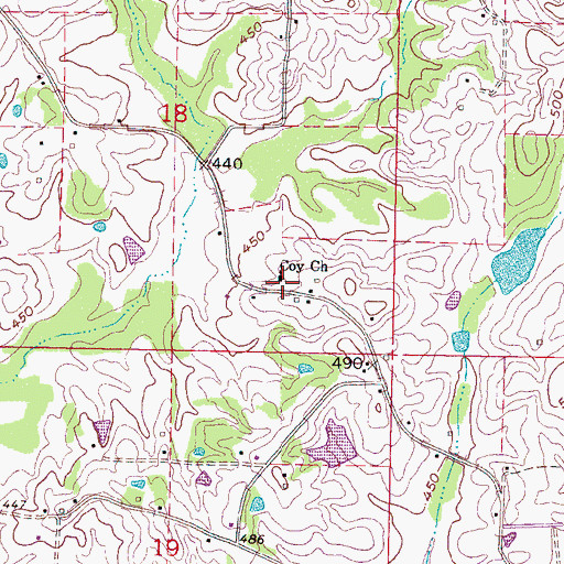 Topographic Map of Coy Church, MS