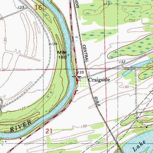 Topographic Map of Craigside, MS