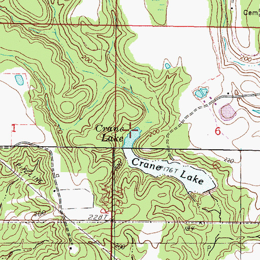 Topographic Map of Crane Lake, MS