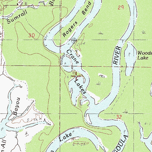 Topographic Map of Crane Lakes, MS