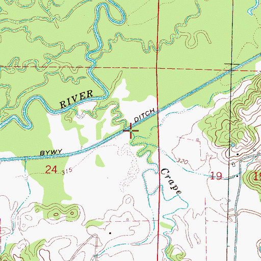 Topographic Map of Crape Creek, MS