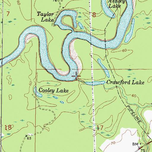 Topographic Map of Crawford Creek, MS