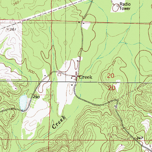 Topographic Map of Creek, MS