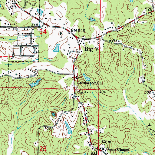 Topographic Map of Crestwood Church, MS