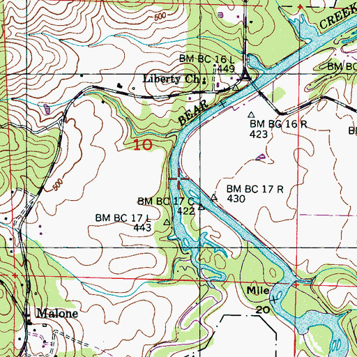 Topographic Map of Cripple Deer Creek, AL