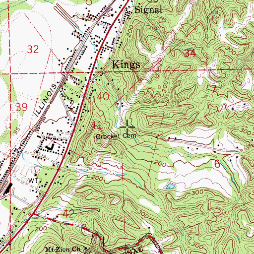 Topographic Map of Crocket Cemetery, MS