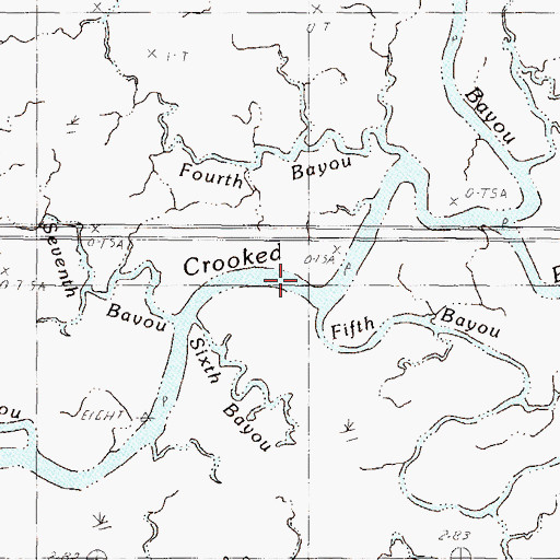 Topographic Map of Crooked Bayou, MS