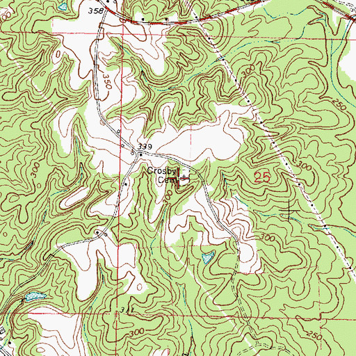 Topographic Map of Crosby Cemetery, MS