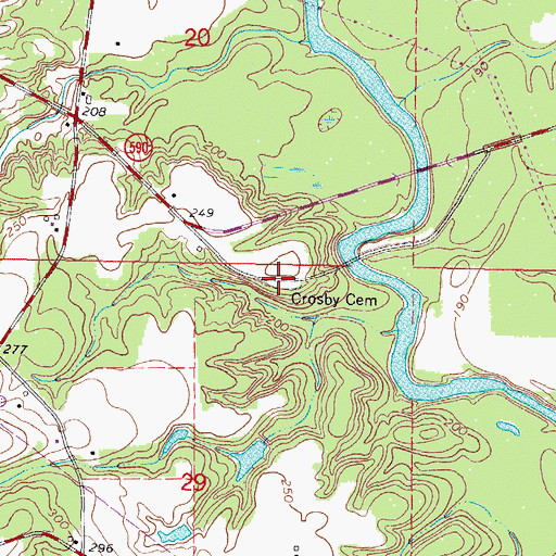 Topographic Map of Crosby Cemetery, MS