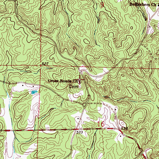 Topographic Map of Cross Roads Church, MS