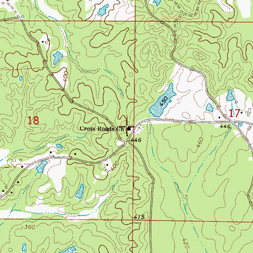 Topographic Map of Cross Roads Church, MS